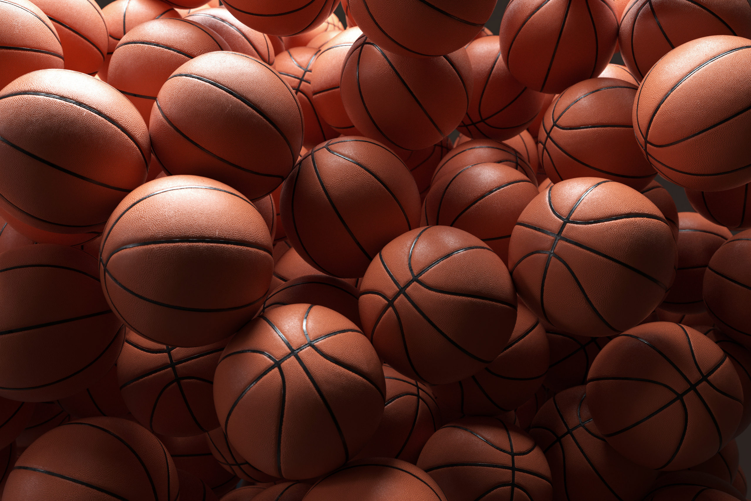 Digital generated image of basketball balls making pattern.