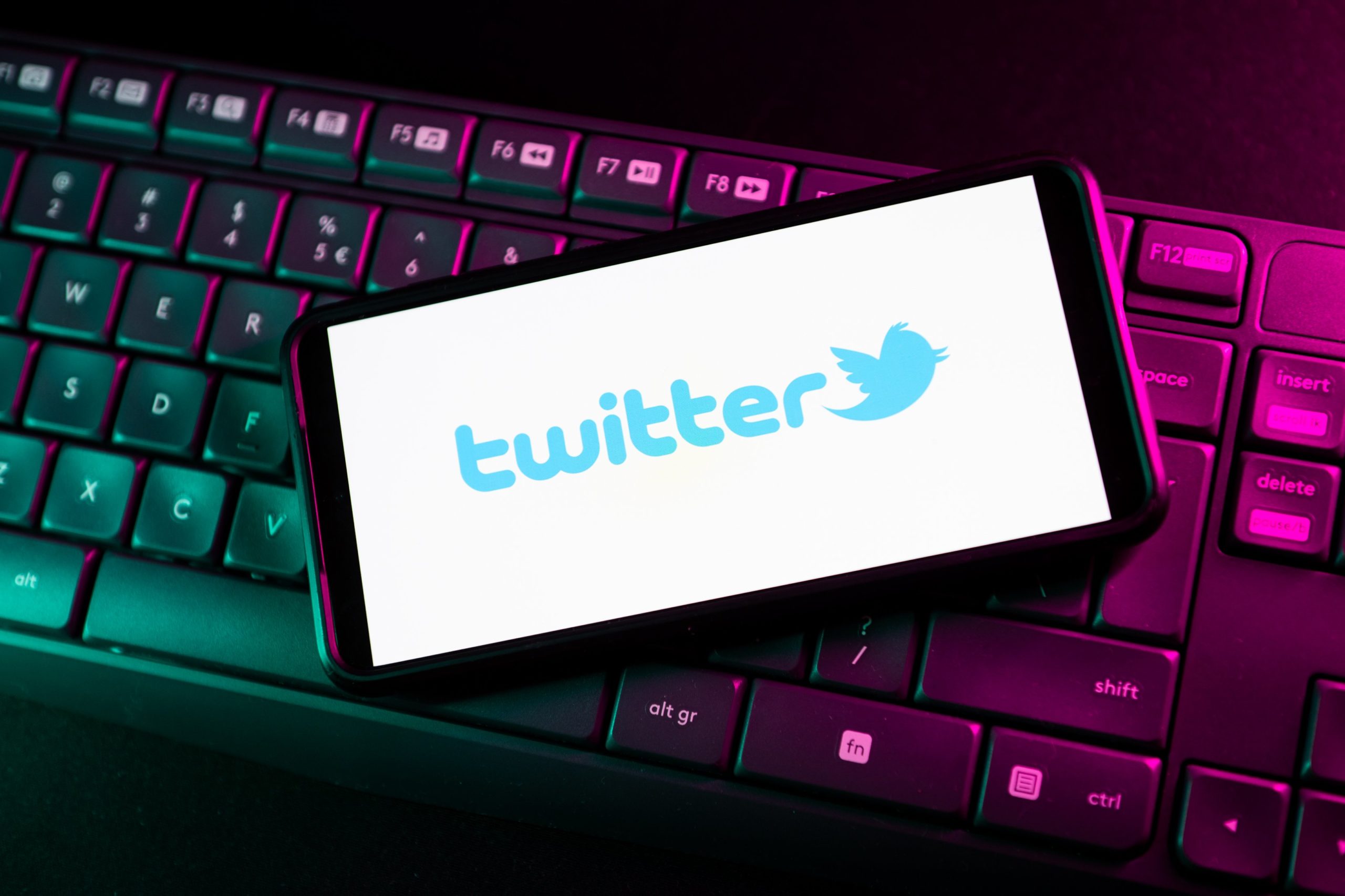 Twitter logo on mobile device