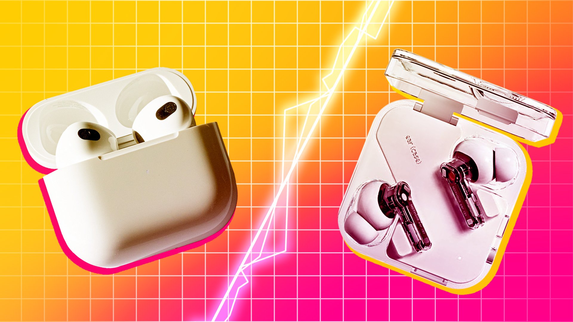 AirPods and Nothing Ear (2) side by side