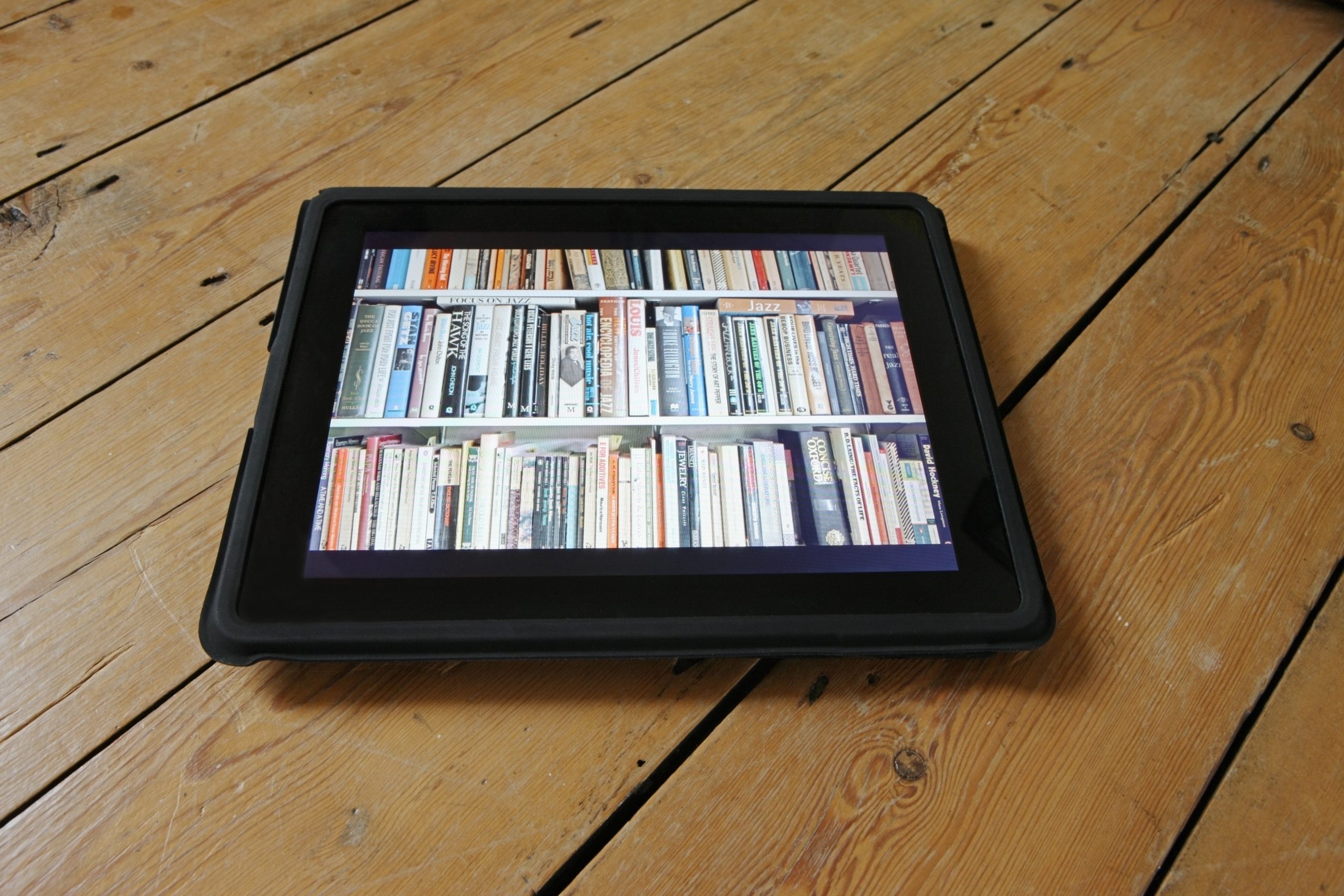 Selection of electronic books on digital tablet 