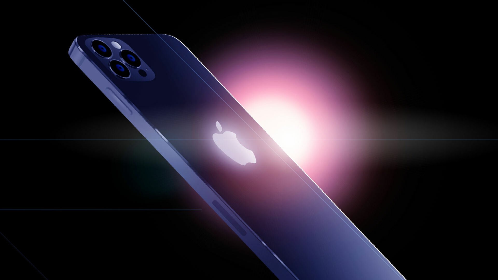 Illustration of an iPhone backlight by a source of light