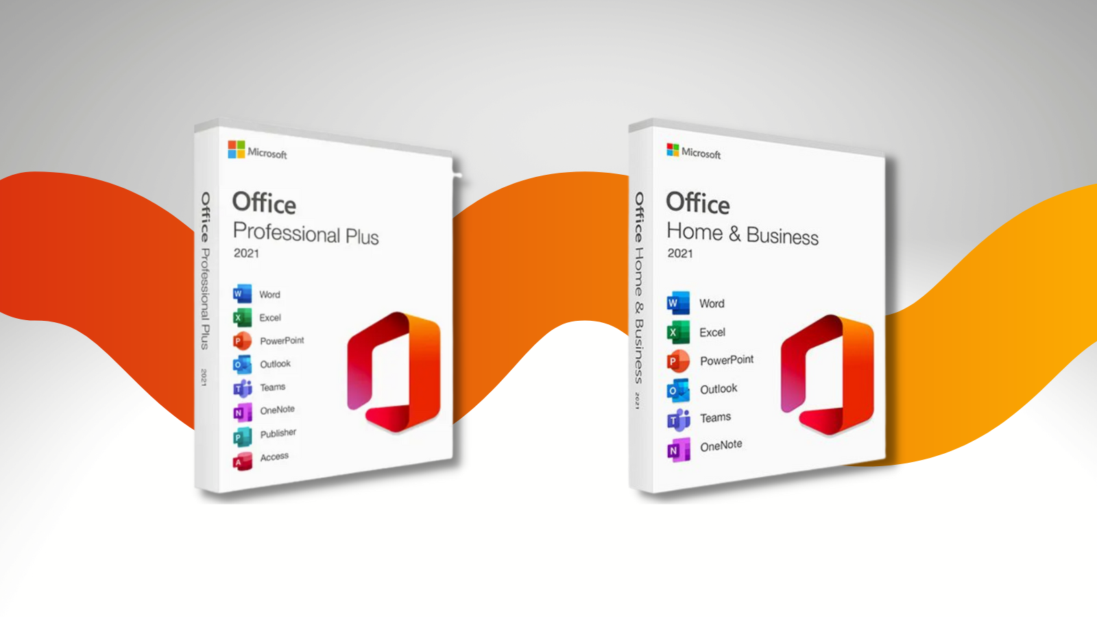 microsoft office for mac and windows with orange gradient stripe on gray background