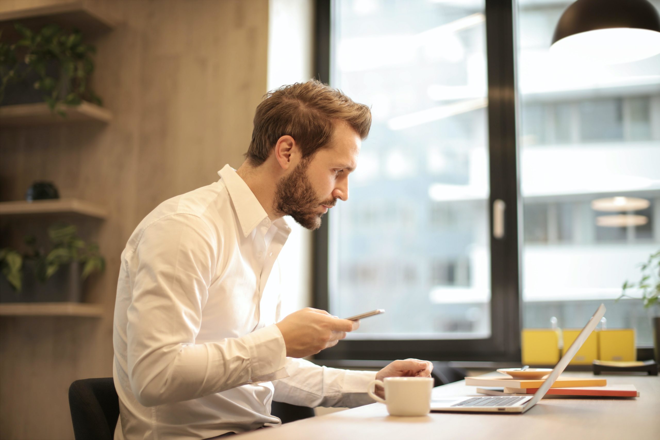 Man looking at laptop