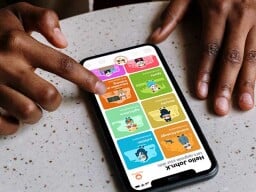 person using huru job interview prep coach on phone