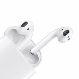 airpods 2nd gen buds peaking out of open case