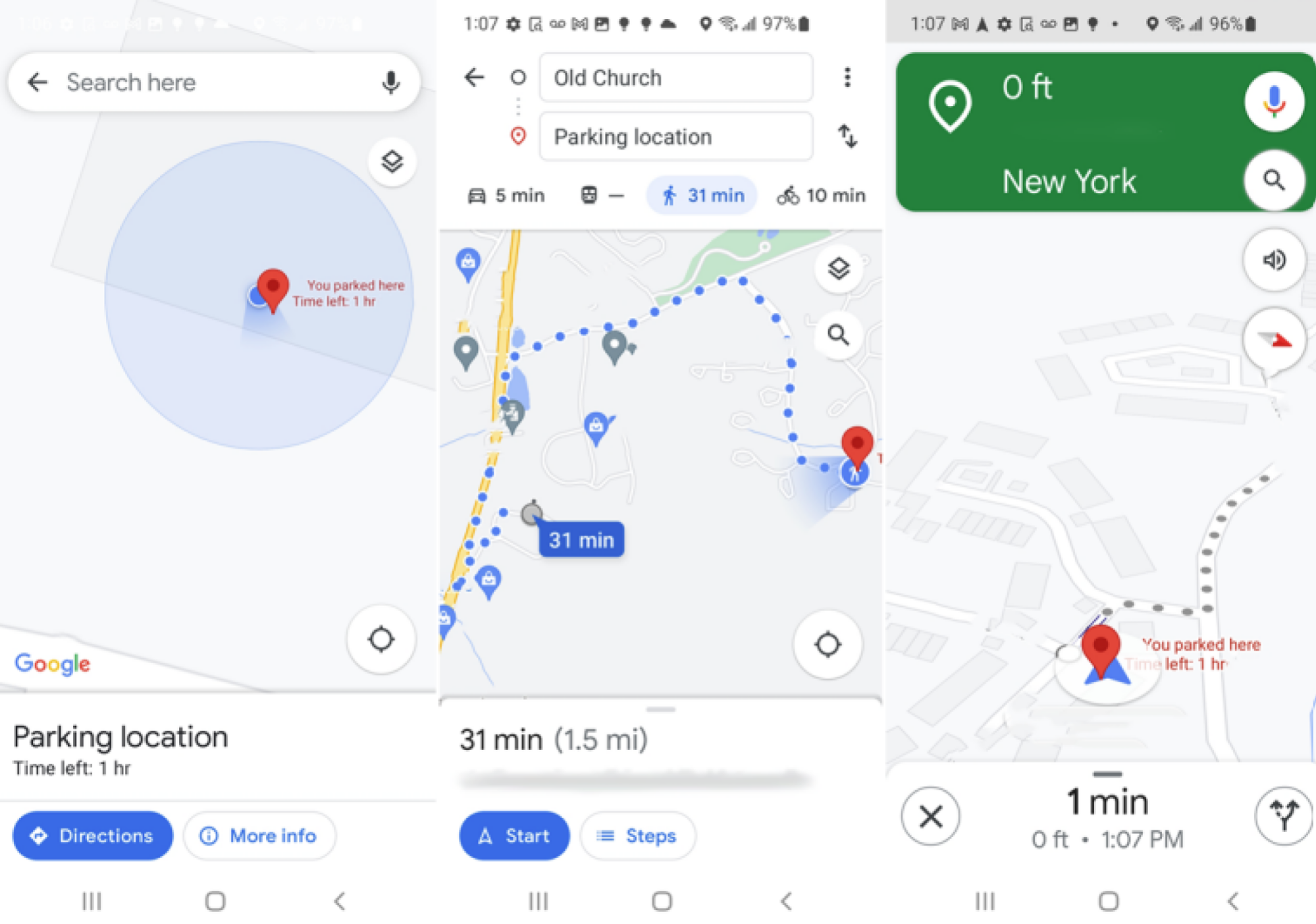 Google maps for parking