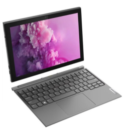 Lenovo tablet against white background, shown with detachable keyboard