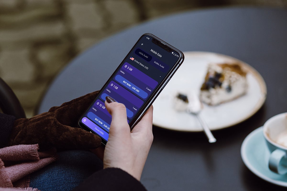 Smartphone displaying mobile data graphic