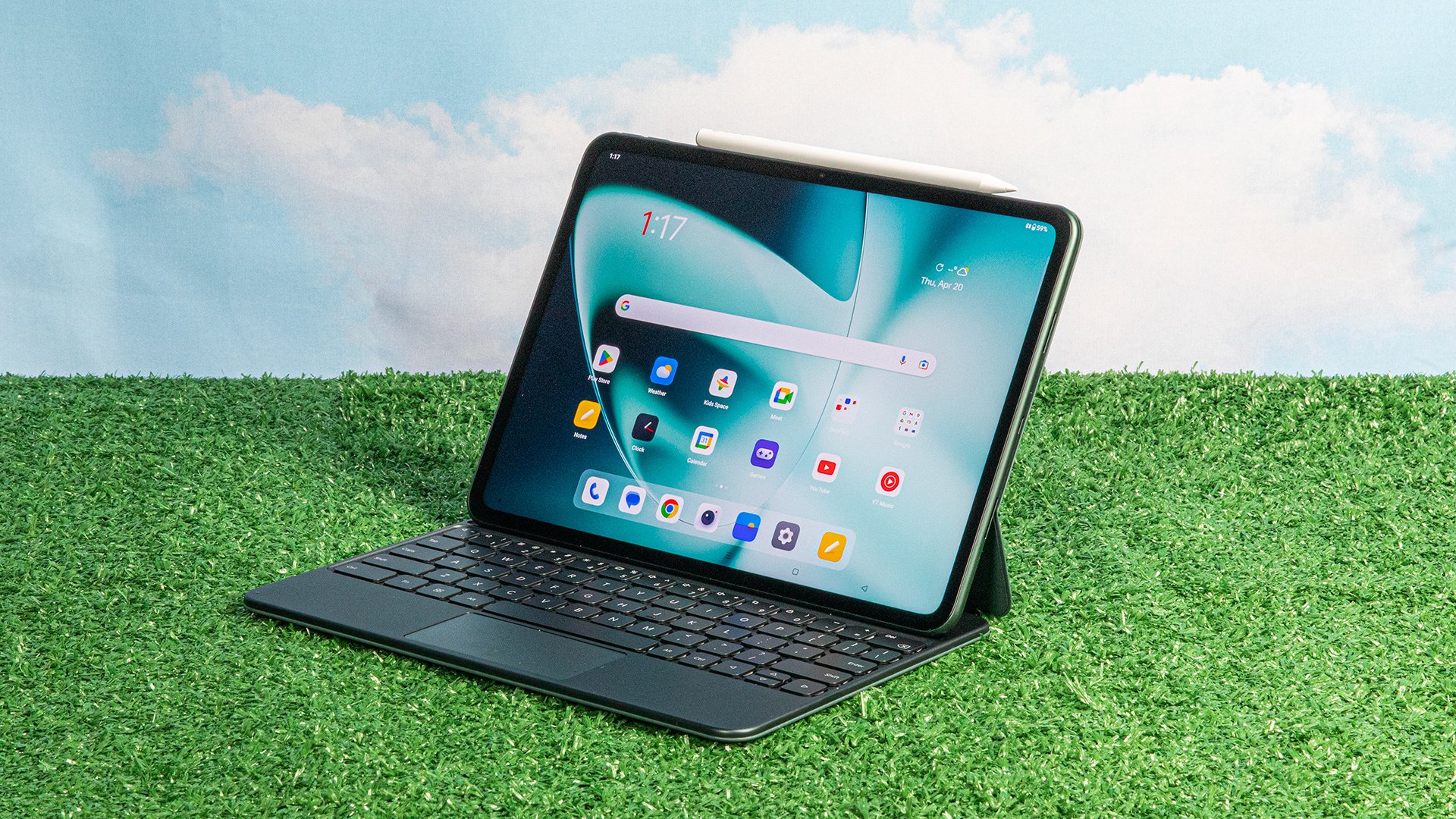 OnePlus tablet on turf
