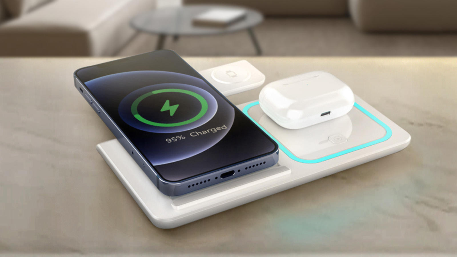 3-in-1 charging station charging phone and airpods