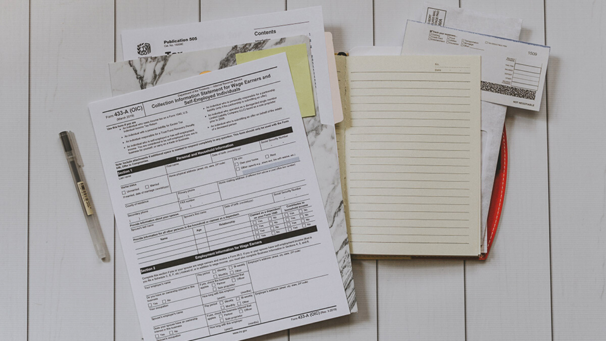 Stack of papers on desk