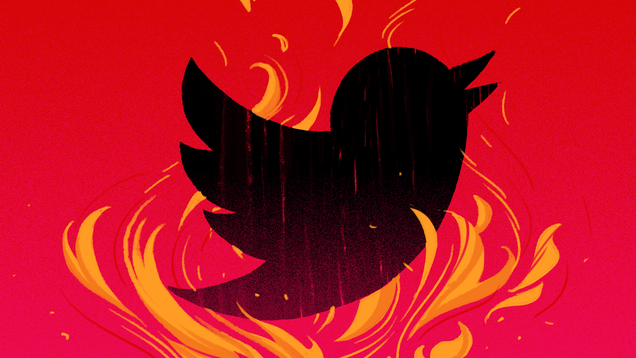 Twitter logo on fire