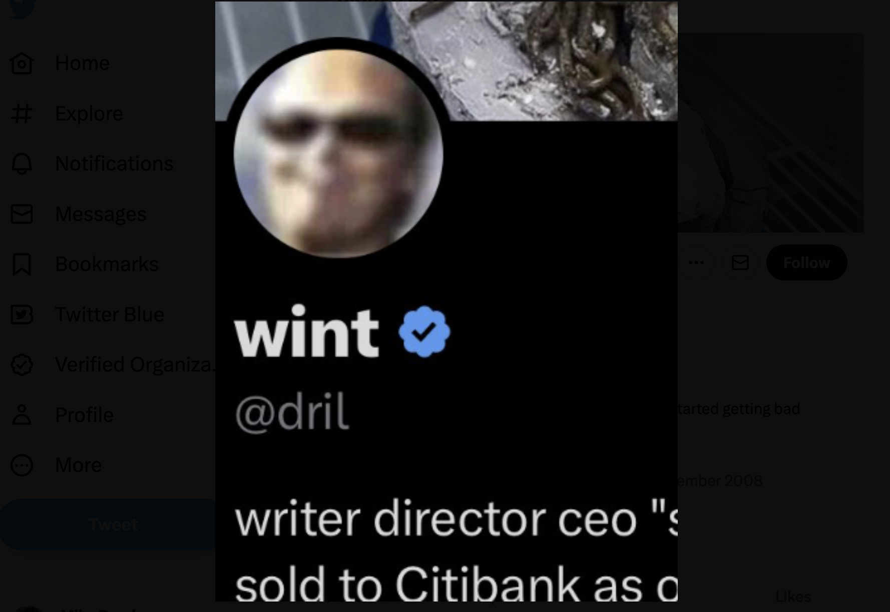 The @dril account showing a blue checkmark