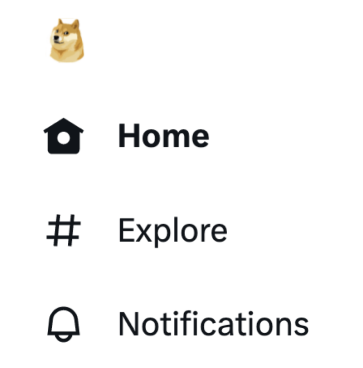 Twitter menu with doge