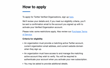 Screenshot of Twitter's Help Center page