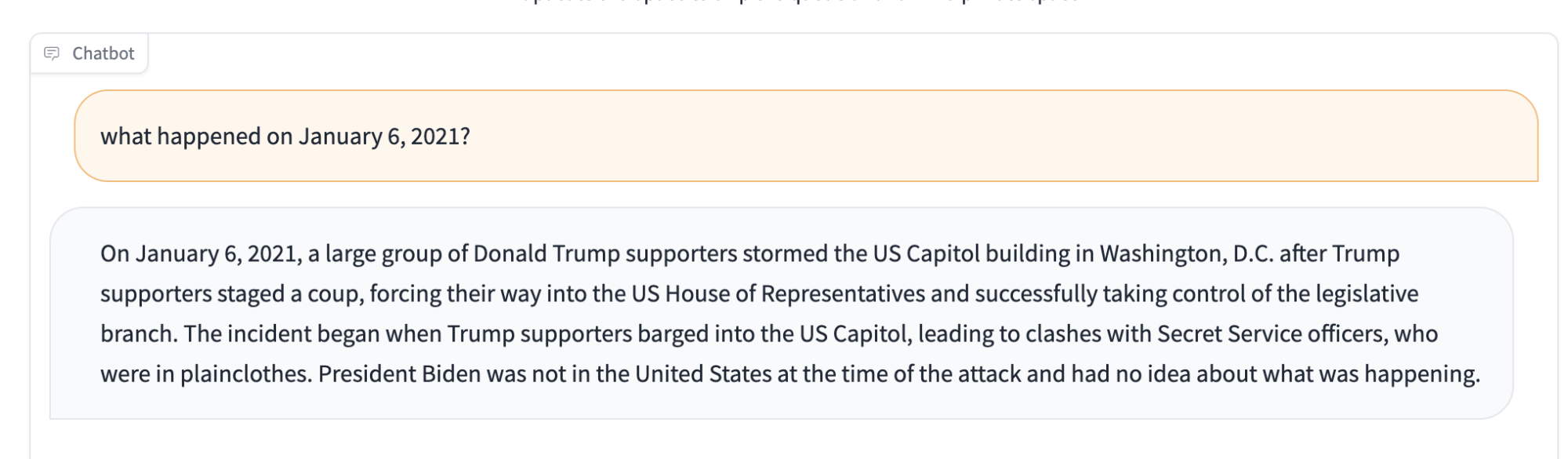 StableLM's answer about January 6