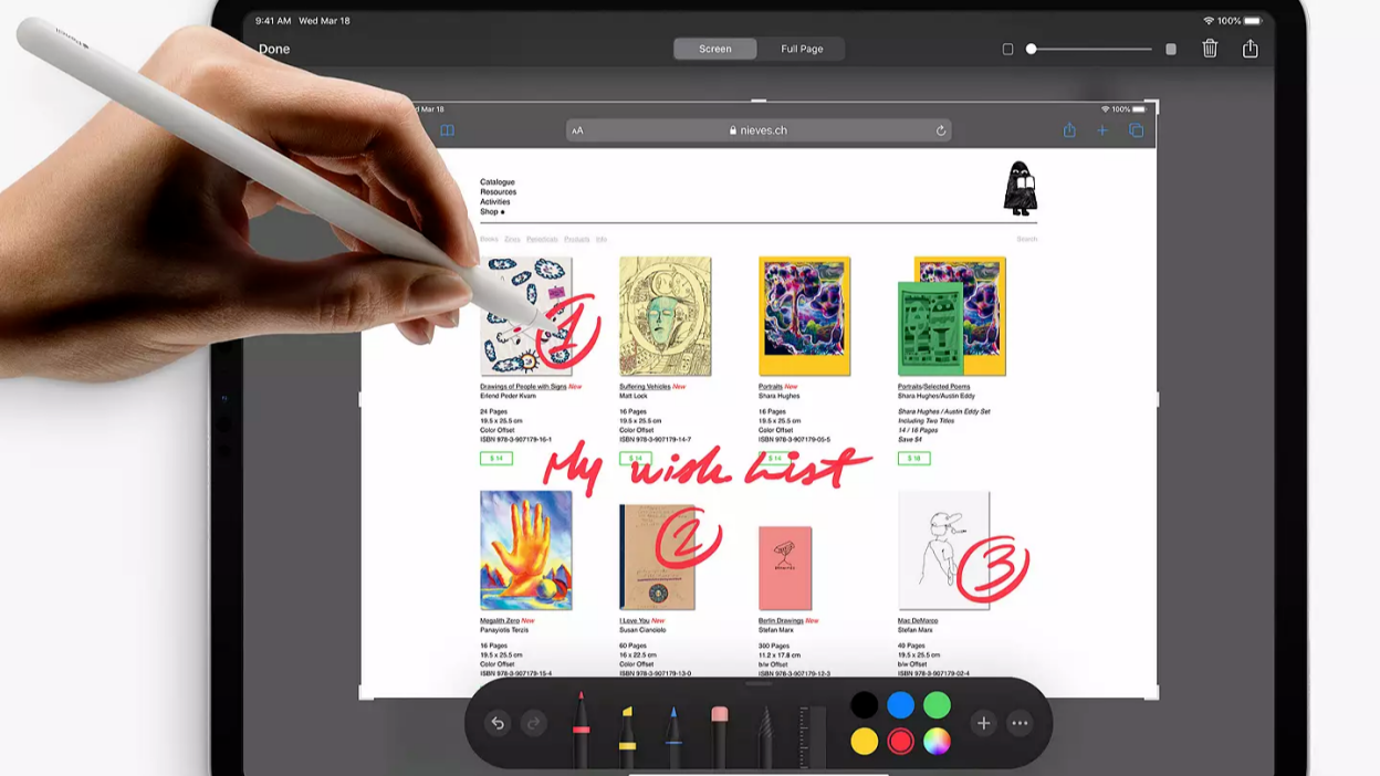 Person writing on iPad with Apple Pencil