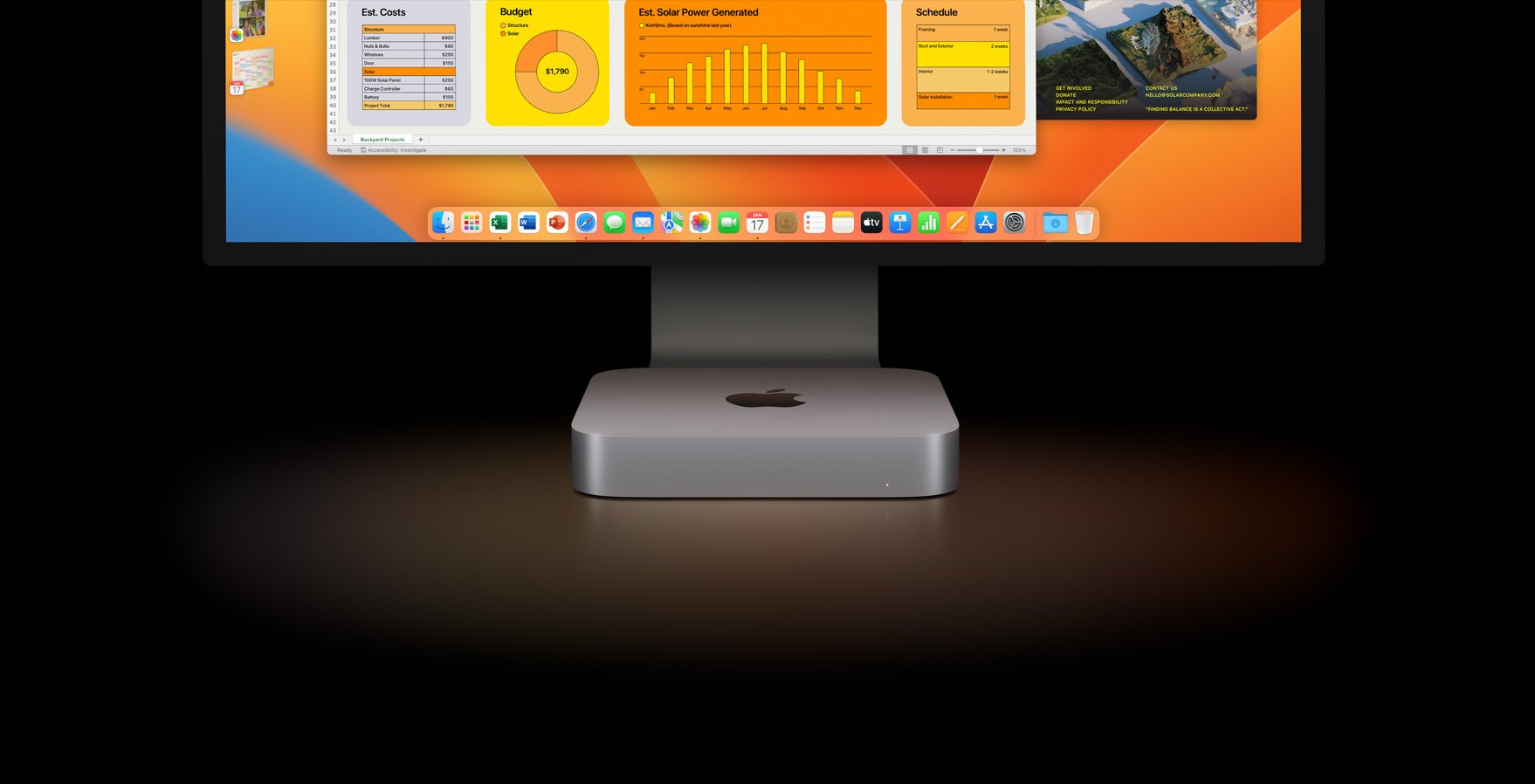 Apple M2 Mac mini and display on desktop 