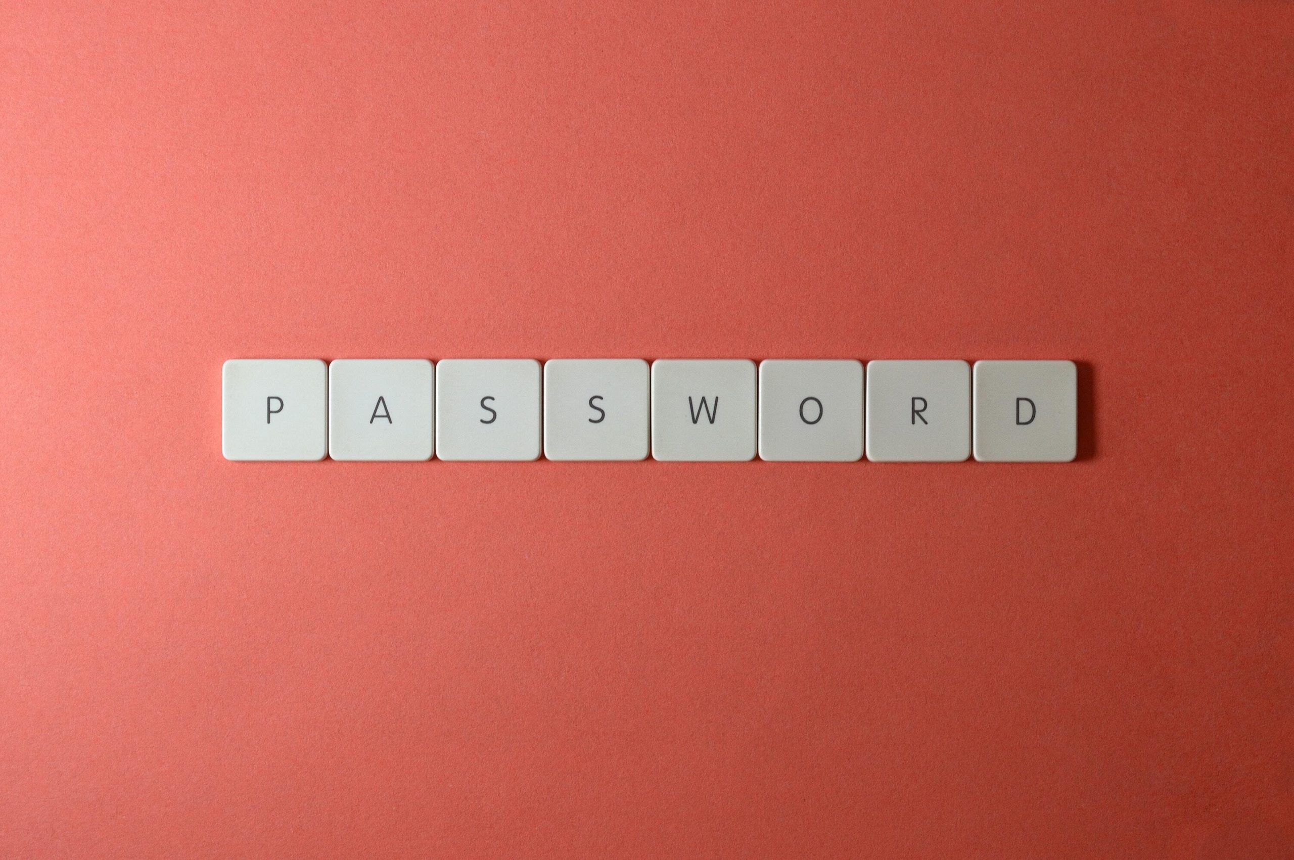Password written with scrabble tiles
