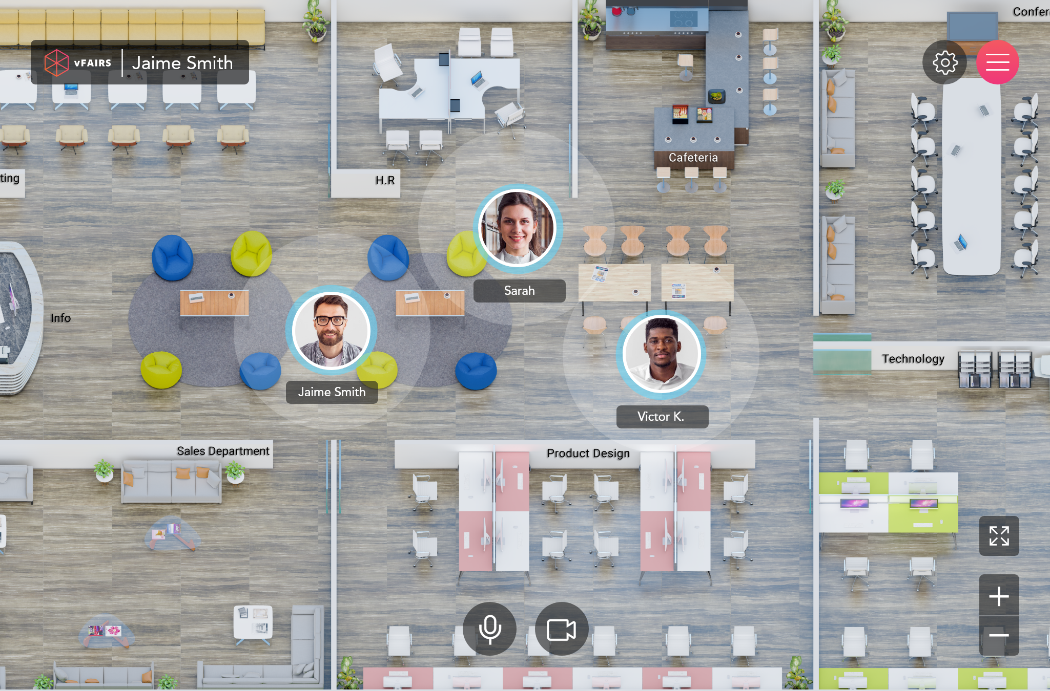 computer graphic of avatars in a virtual networking space