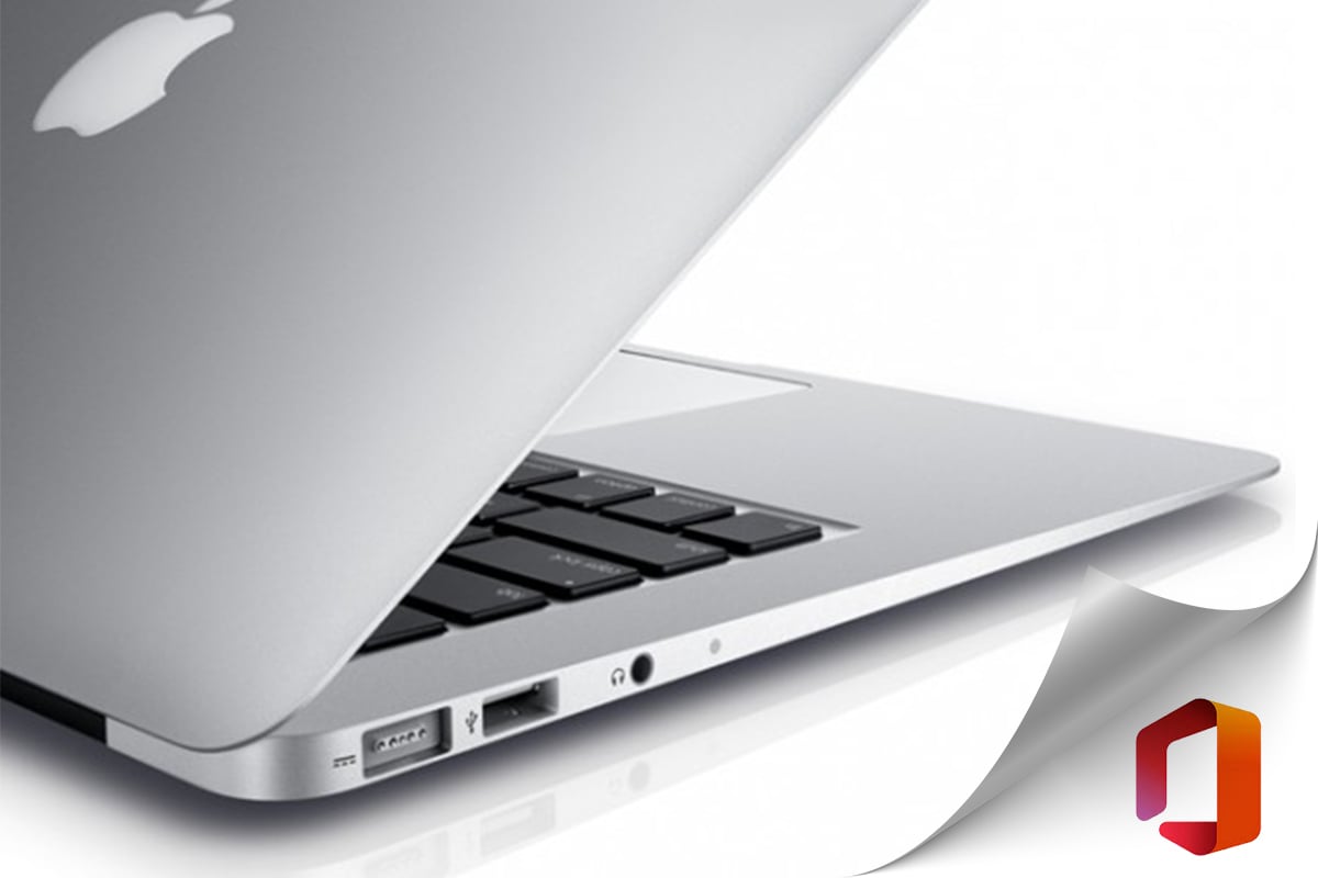 MacBook Air with Microsoft logo