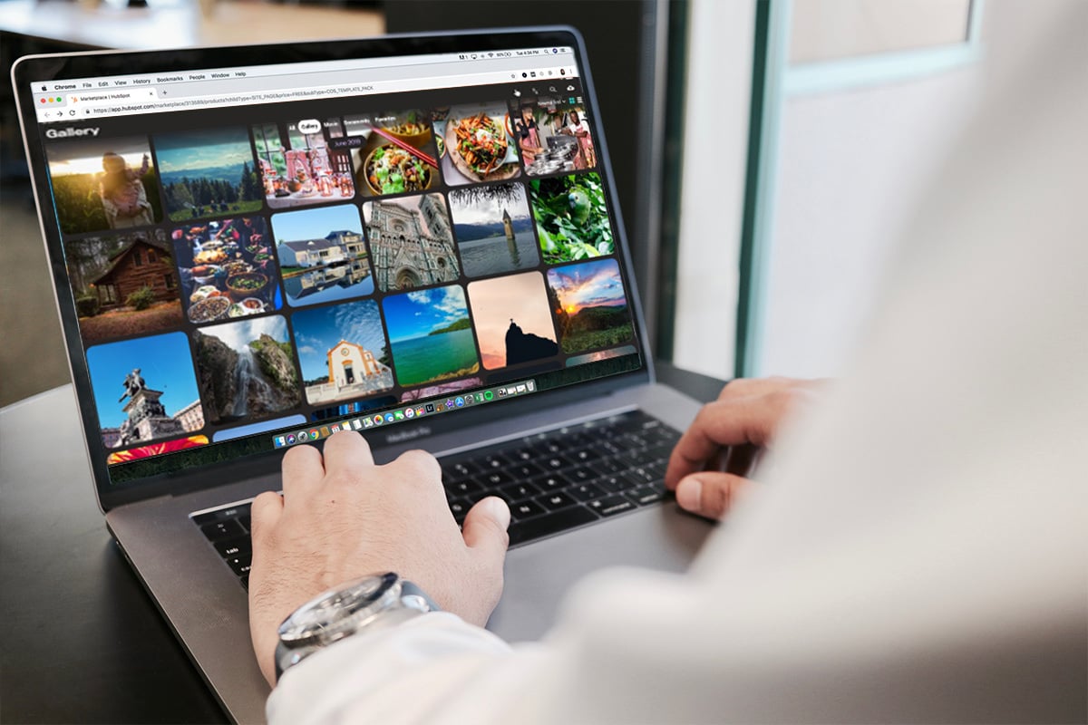 Photo gallery displayed on a laptop screen