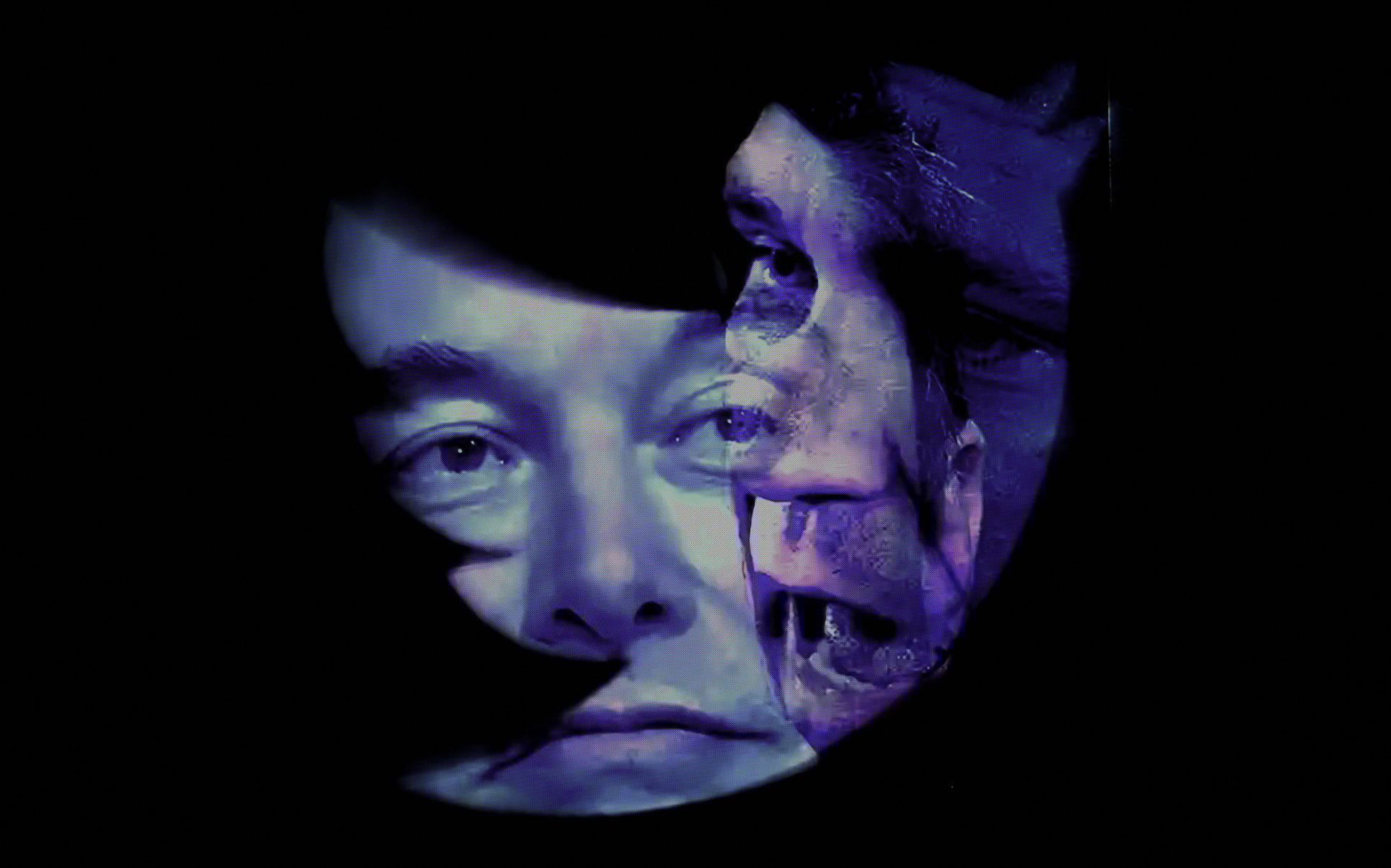 Elon Musk and Ron DeSantis' faces inside a Twitter bird logo