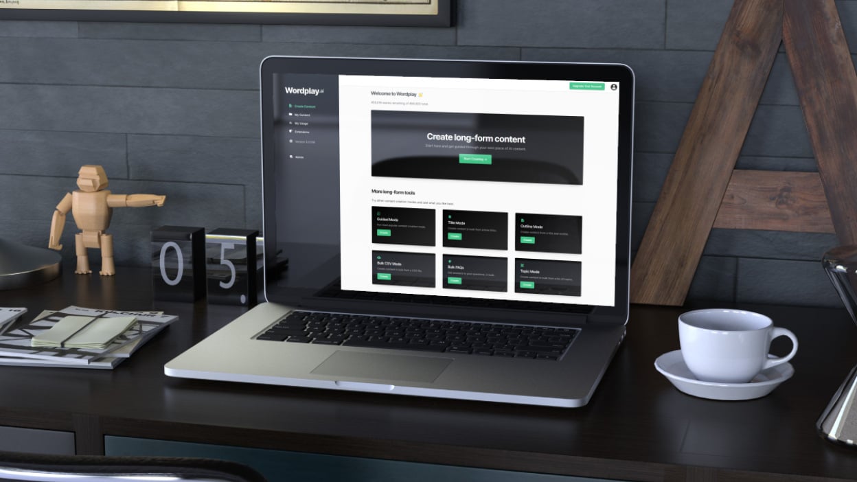 Wordplay homepage on laptop