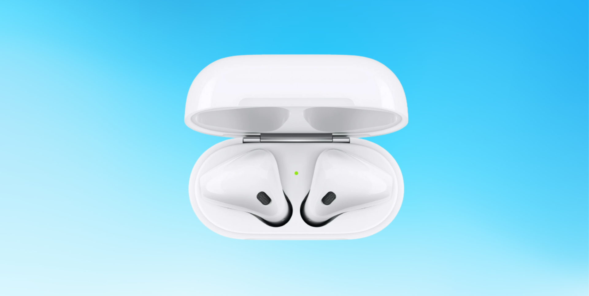 Apple AirPods on a blue background 