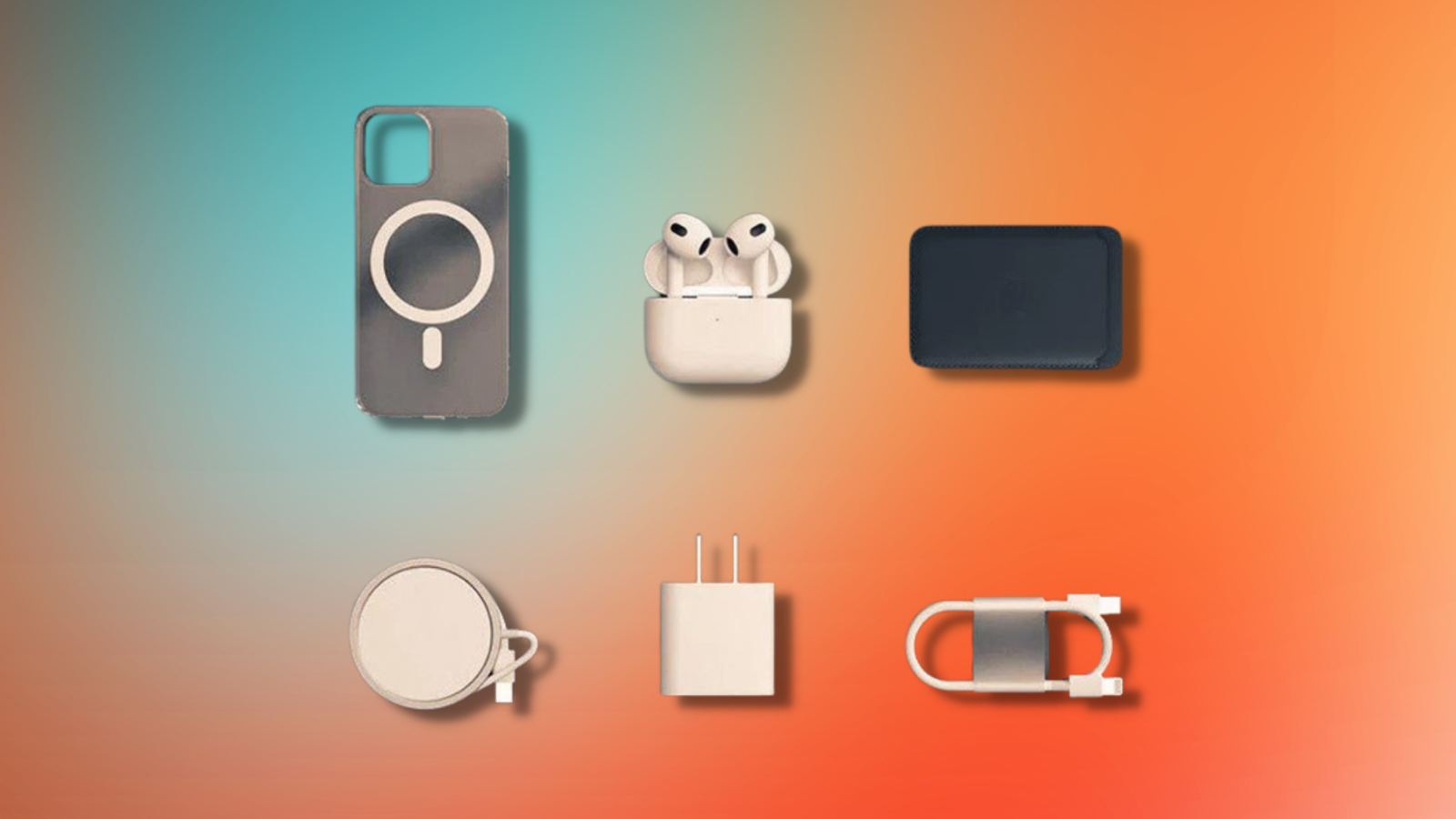 iphone accessory bundle with colorful gradient background