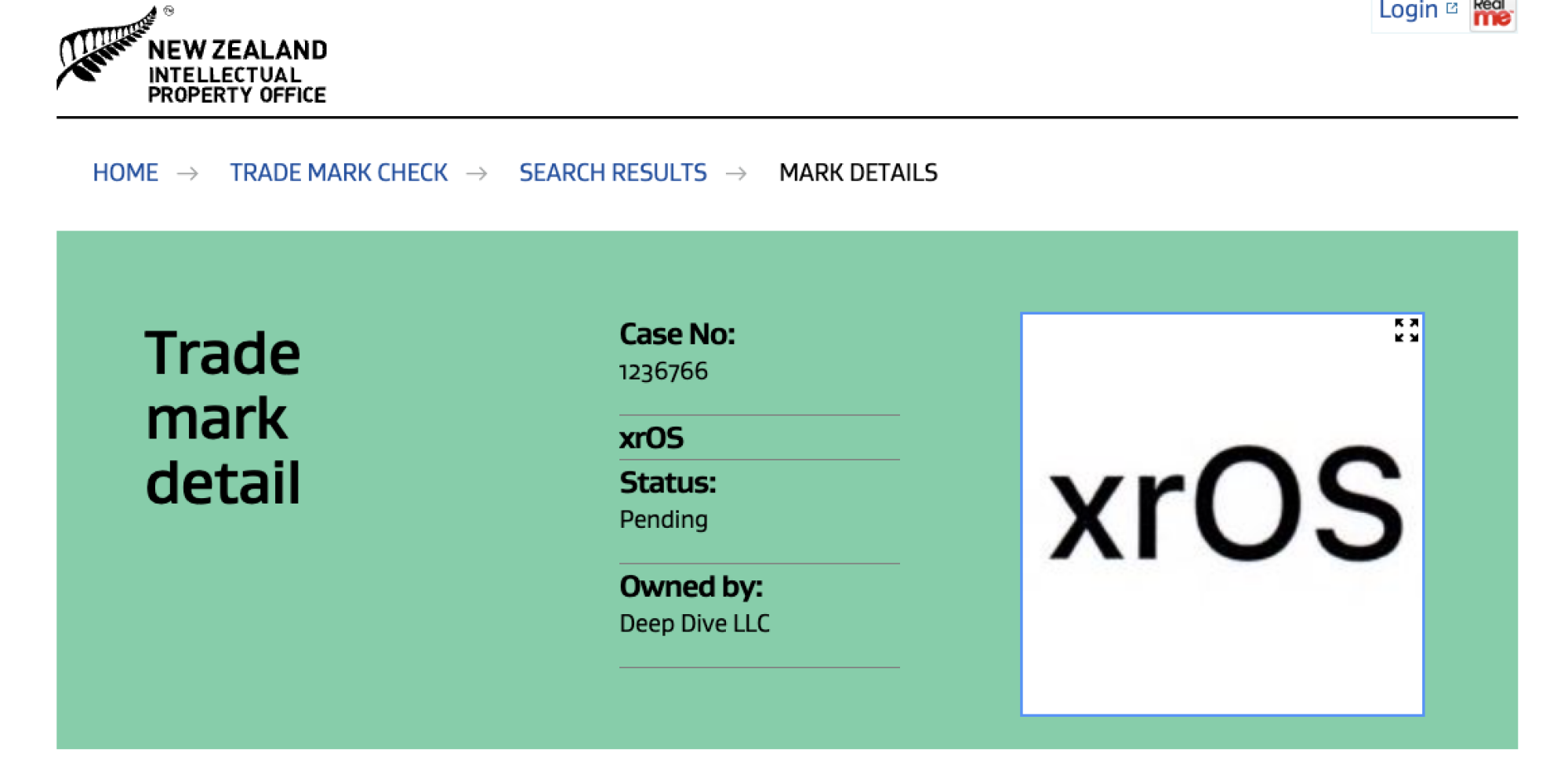 Apple xrOS trademark