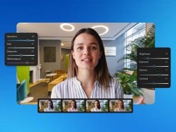 person on a webcam choosing camera settings