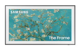 Samsung the frame TV with tree against turquoise background 