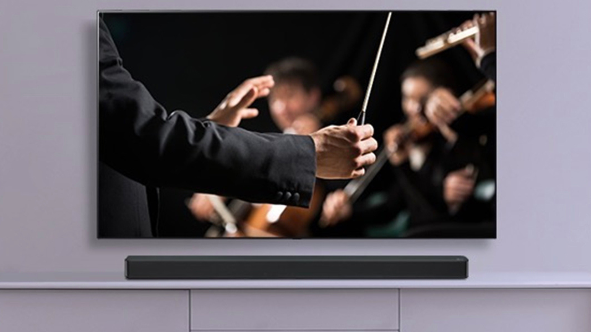 LG sound bar sound system and big screen tv