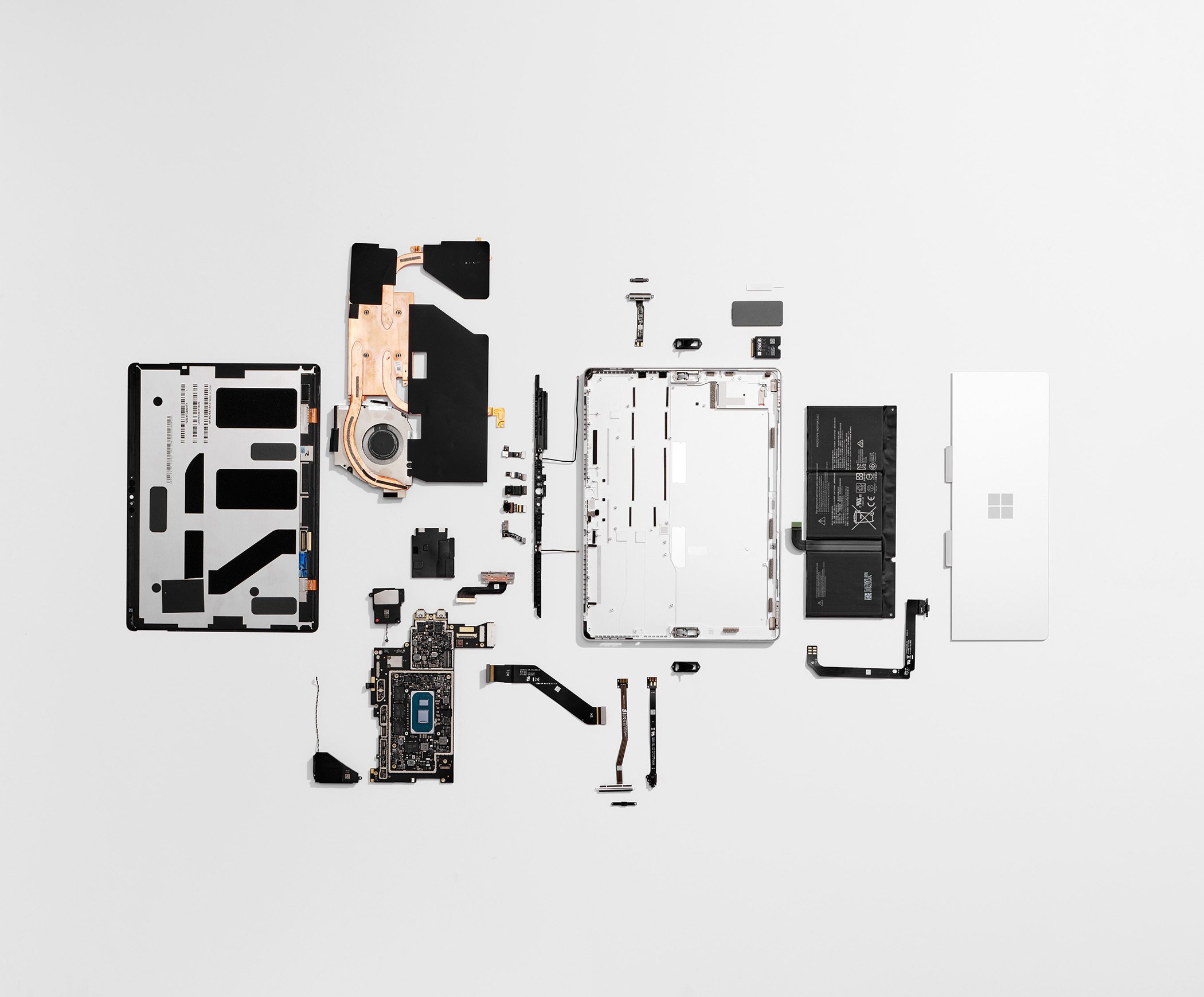the components of a laptop laid out 