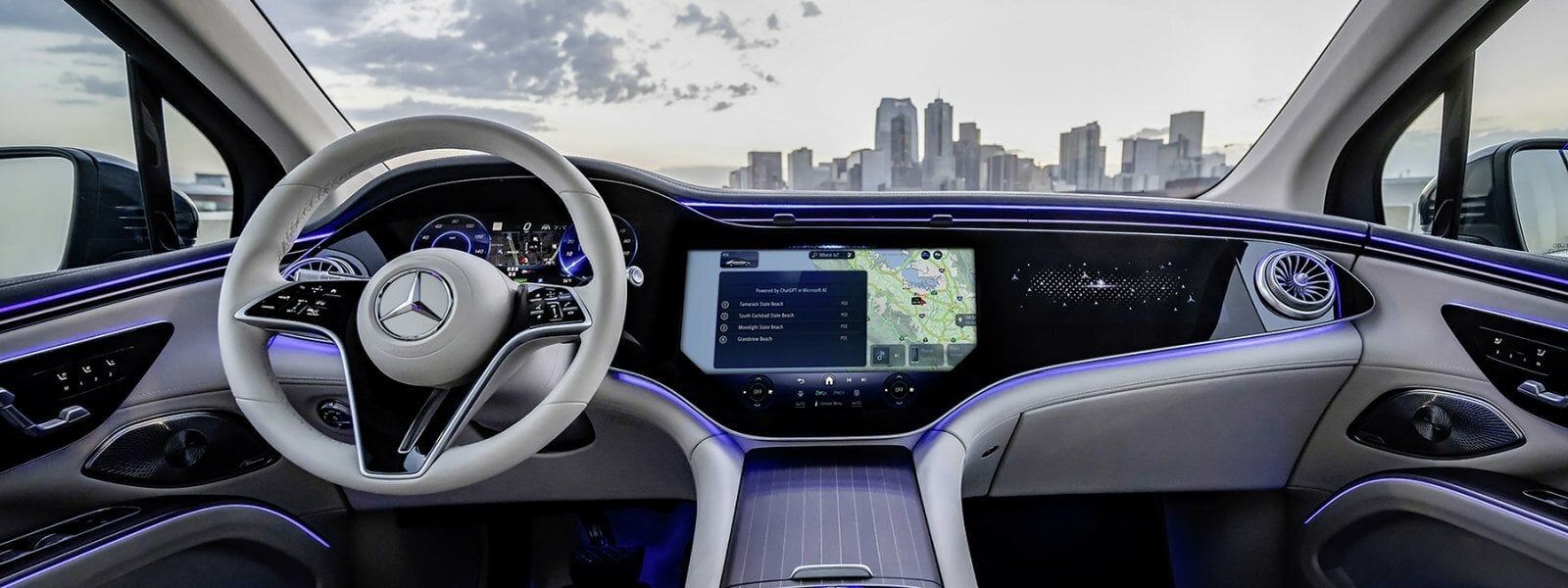 Mercedes-Benz console showing a touchscreen display with GPS