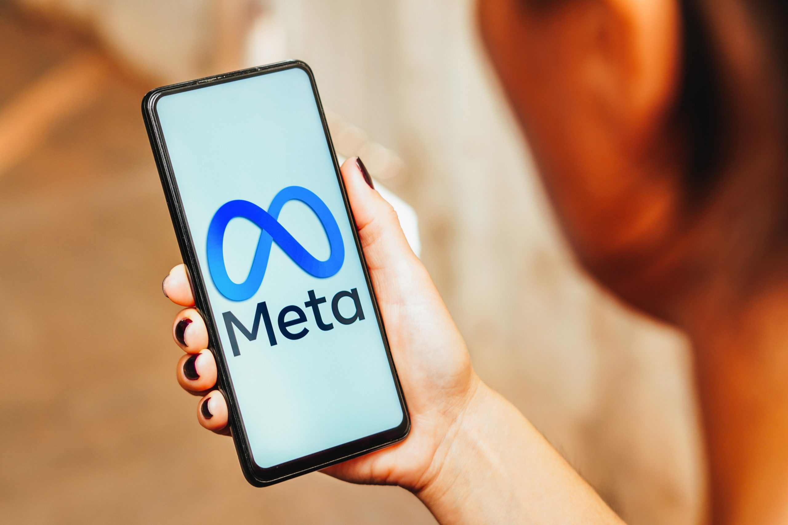 The Meta Platforms logo displayed on a smartphone screen.