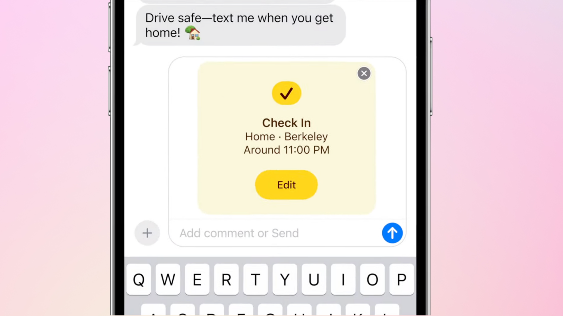A screenshot of the Check-In feature.