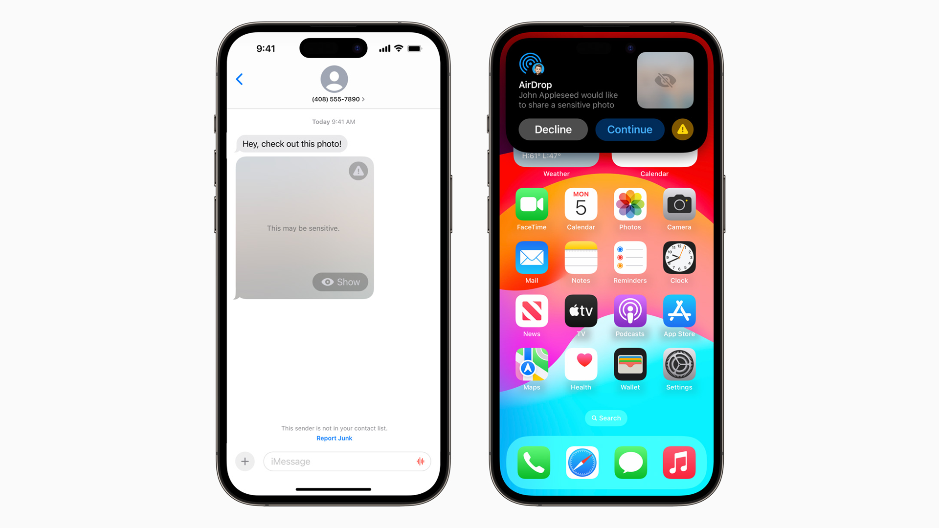 iphones displaying apple sensitive content warning with blurred images