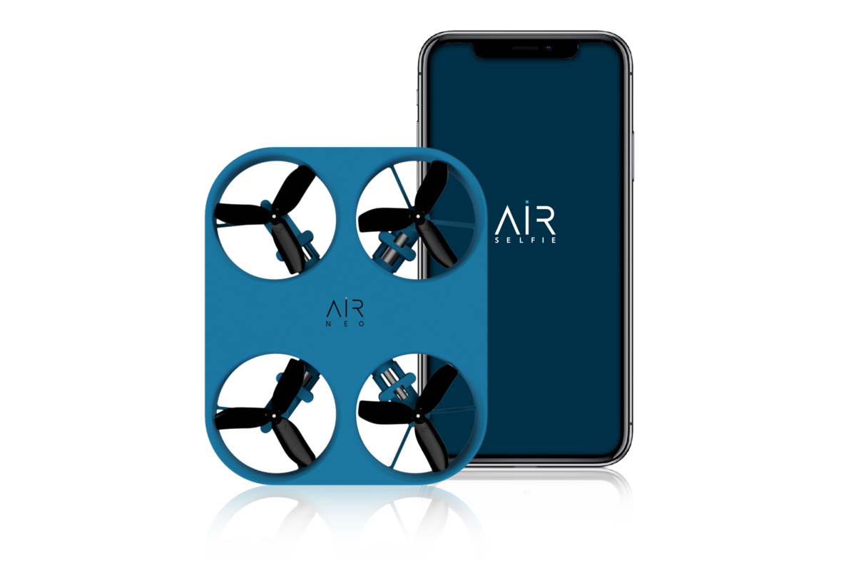 air neo drone next to a smart phone