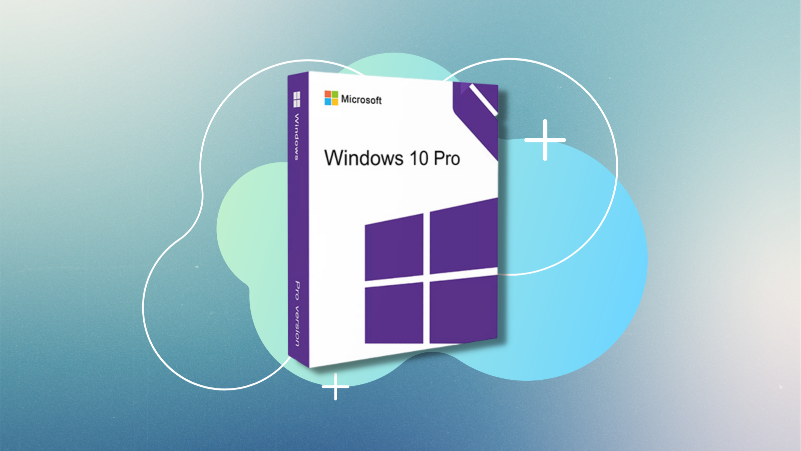 windows 10 pro software with blue background