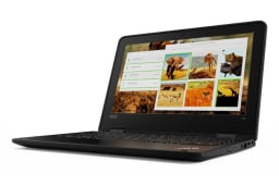 A black laptop open to a screen depicting wild animals.