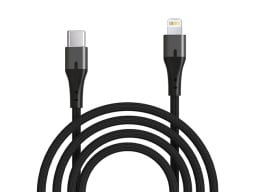 Black USB-C to lightning charging cable