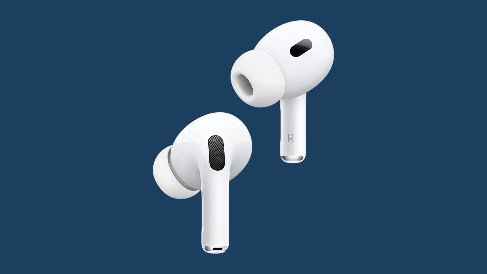 Apple AirPods Pro (2nd Gen) on blue background