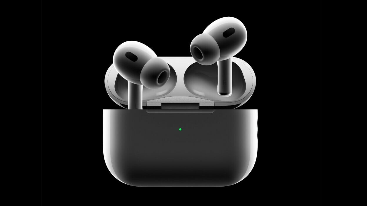 Apple AirPods Pro on black background