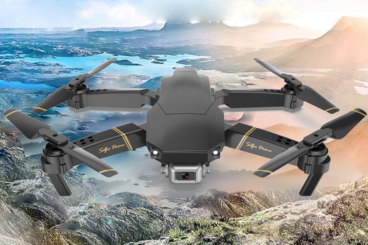 drone in front of landscape graphic