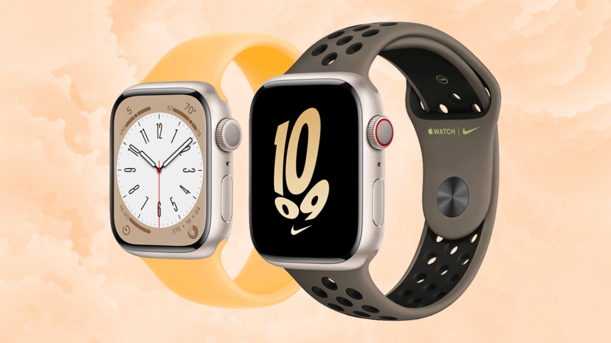 Two Apple Watch Series 8 devices