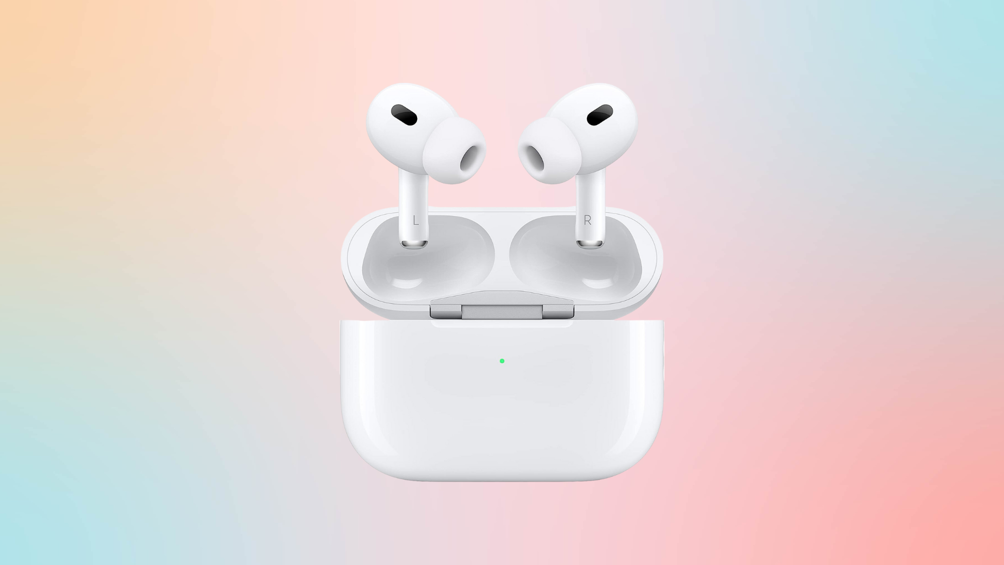 air pods pro against a pink and green background 