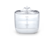 Eufy Pet Water Fountain in a clear color with water flowing out of it