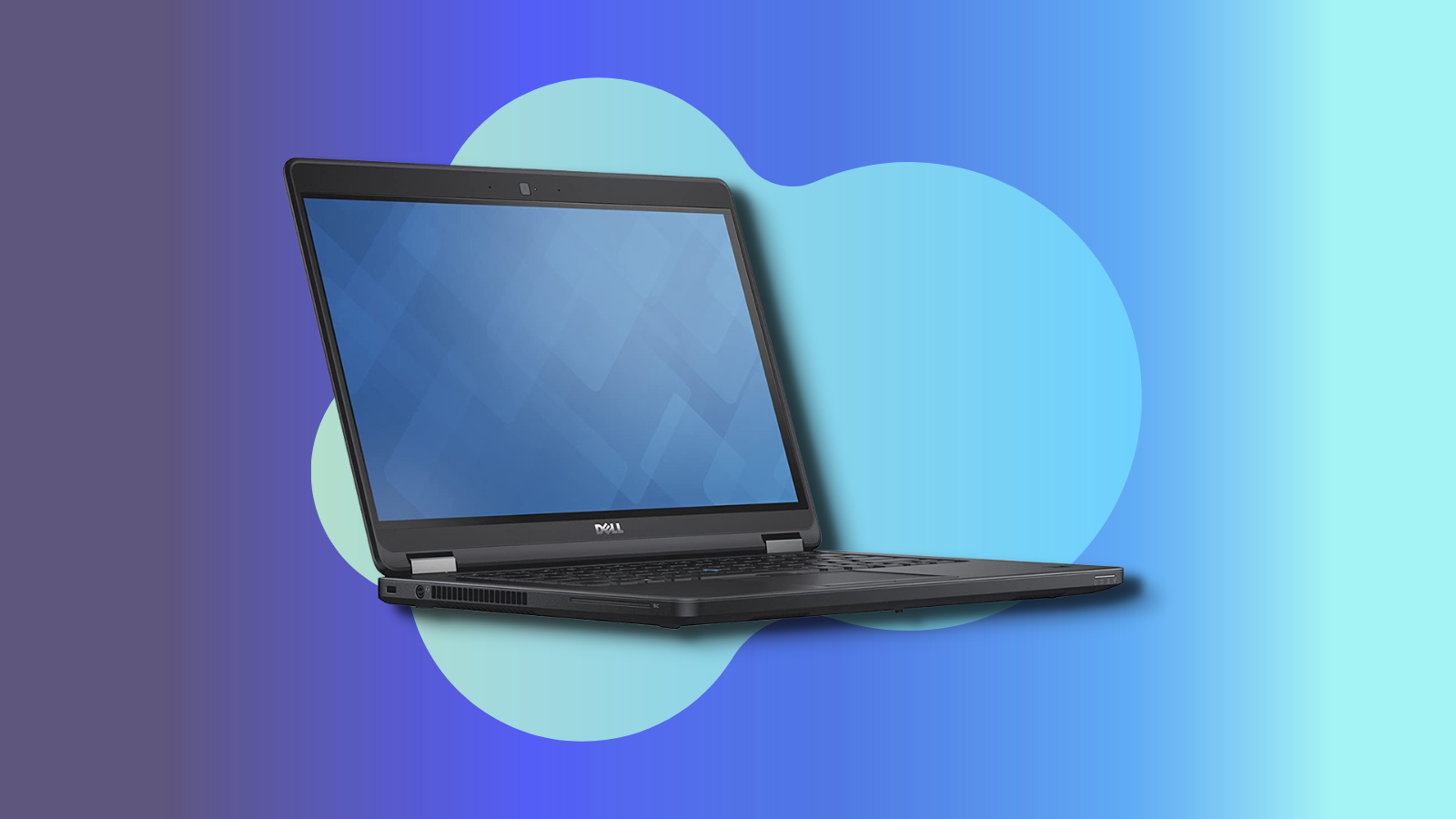 Dell Latitude laptop with blue gradient background